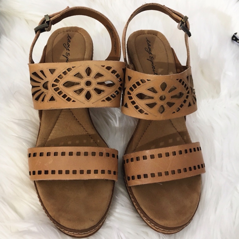 Easy Spirit Tan Wedge Sandals